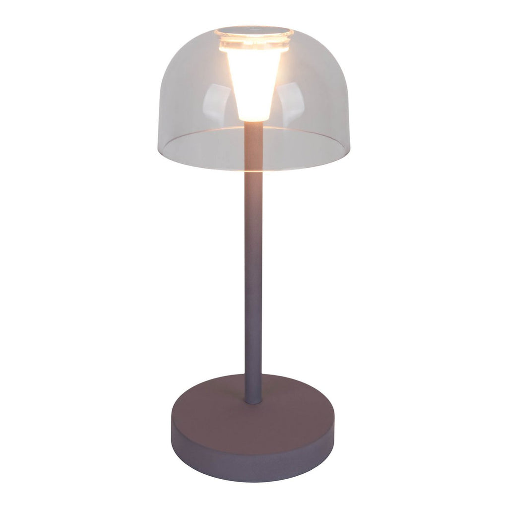 2-ex-ingestelde LED-batterijtafel Licht "Gomba" voor buiten en binnen, gemaakt van metaal en plastic in bramen, 18,5 cm hoog