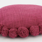 Pom pon Sierkussen - H10 x Ø40 cm - Katoen - Fuchsia