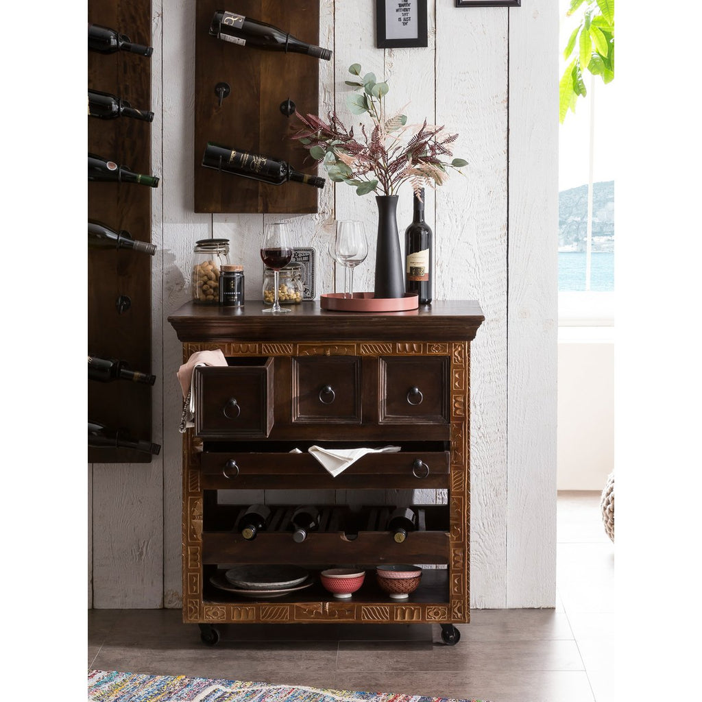Rustic Reclaimed Wood Kitchen Trolley