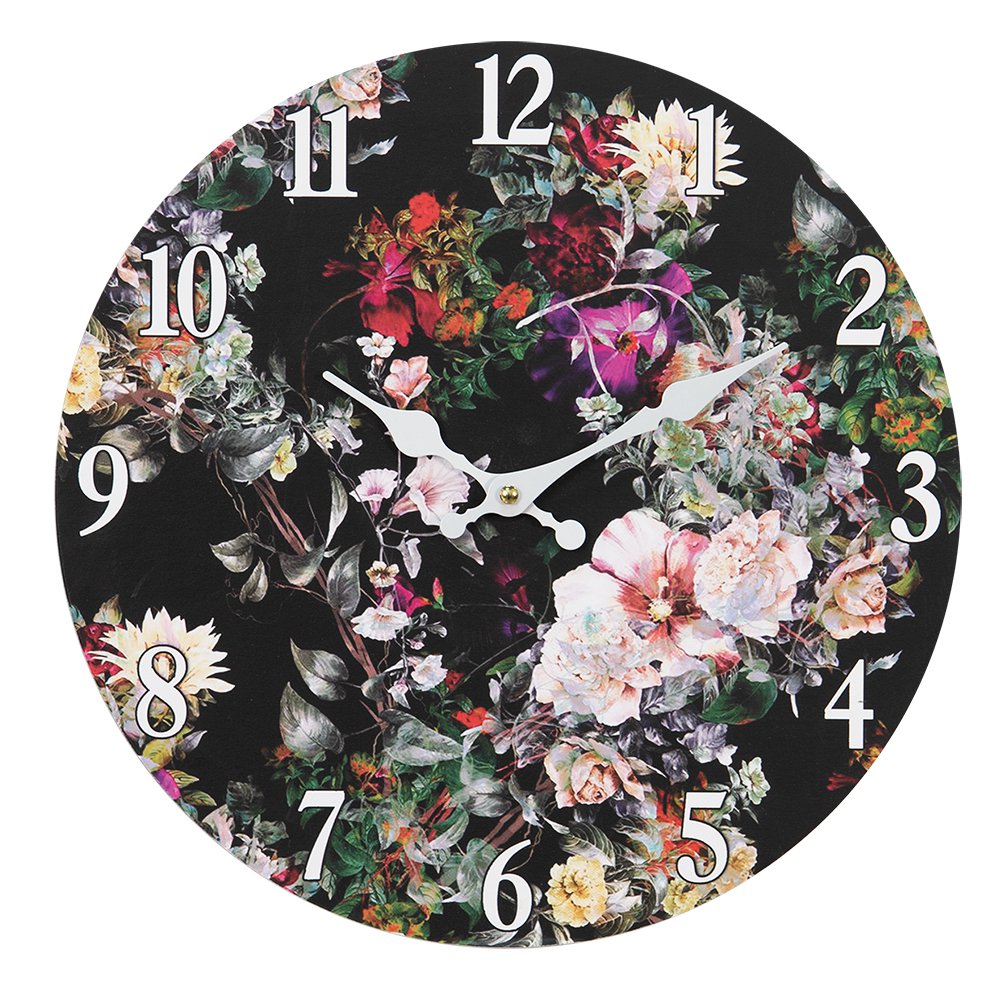 Baroque Floral Wall Clock – Ø34 cm