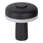 Draadloos tabletlicht "pilu", 16,5 cm hoog, boven Ø van 15 cm, metaal in zwart, wit plastic, geïntegreerde LED's, 280 lumen, dimbaar door aanraaksensor, warm wit wit