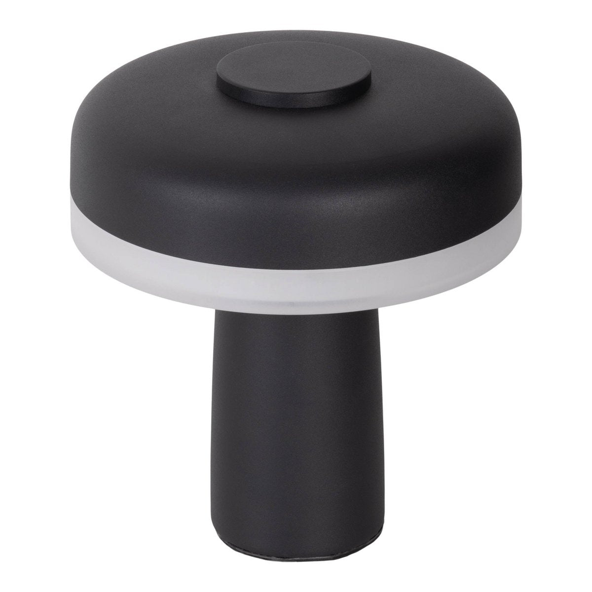 Draadloos tabletlicht "pilu", 16,5 cm hoog, boven Ø van 15 cm, metaal in zwart, wit plastic, geïntegreerde LED's, 280 lumen, dimbaar door aanraaksensor, warm wit wit