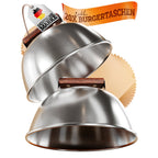 Burger Bells Set [3-pc.] Voor smashburgers gemaakt van roestvrijstalen en acacia houten handgrepen voor plancha, grillplaat, gasgrill en vuurplaat
