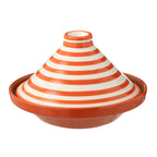 J-Line tajine Granada Stripes - keramiek - wit/oranje
