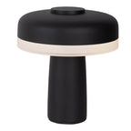 Draadloos tabletlicht "pilu", 16,5 cm hoog, boven Ø van 15 cm, metaal in zwart, wit plastic, geïntegreerde LED's, 280 lumen, dimbaar door aanraaksensor, warm wit wit