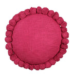 Pom pon Sierkussen - H10 x Ø40 cm - Katoen - Fuchsia