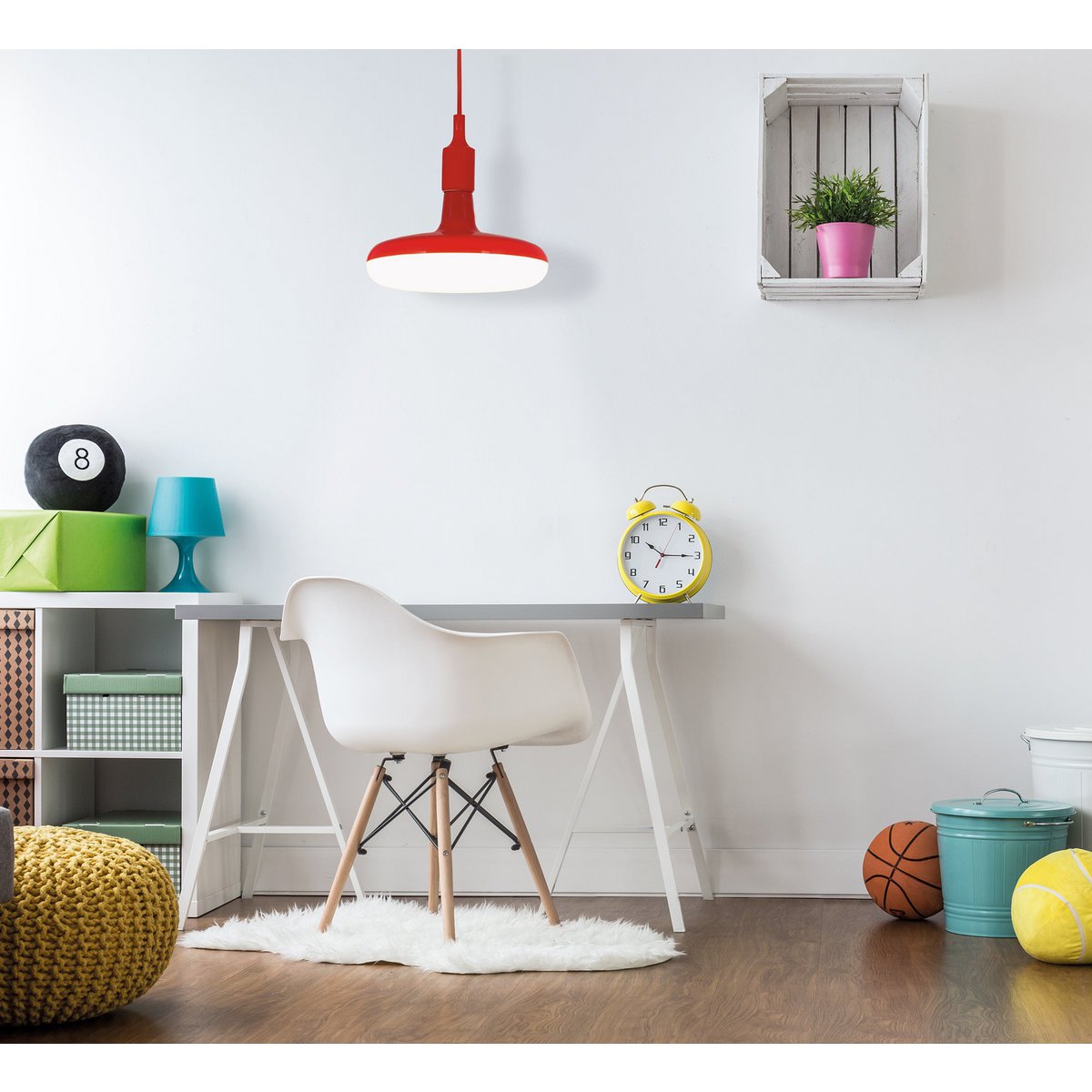 Red Retro-Modern Pendant Light ''UFO''