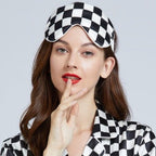 100% zijde ontspanningsslaapmasker-19 mm-bandjes op schaakbordpatronen-oversize