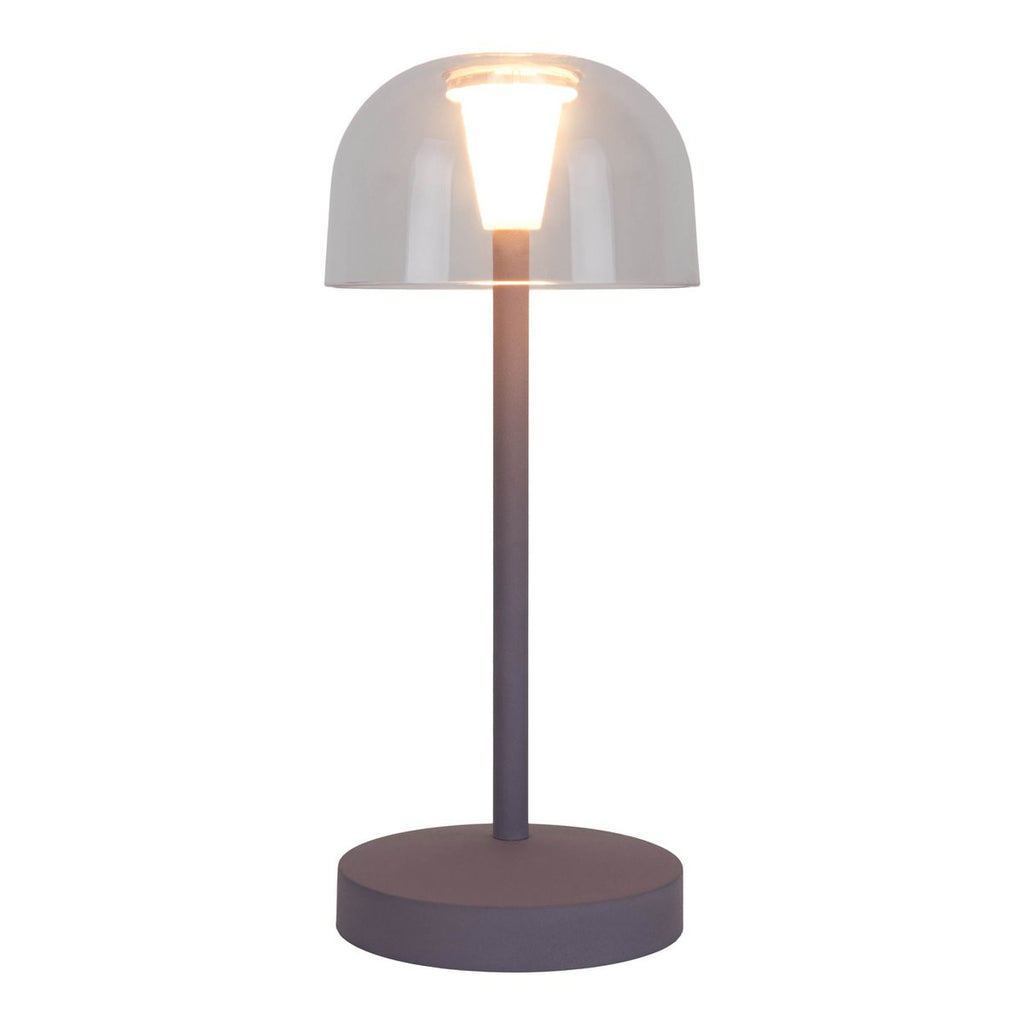 2-ex-ingestelde LED-batterijtafel Licht "Gomba" voor buiten en binnen, gemaakt van metaal en plastic in bramen, 18,5 cm hoog