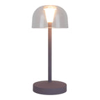 2-ex-ingestelde LED-batterijtafel Licht "Gomba" voor buiten en binnen, gemaakt van metaal en plastic in bramen, 18,5 cm hoog