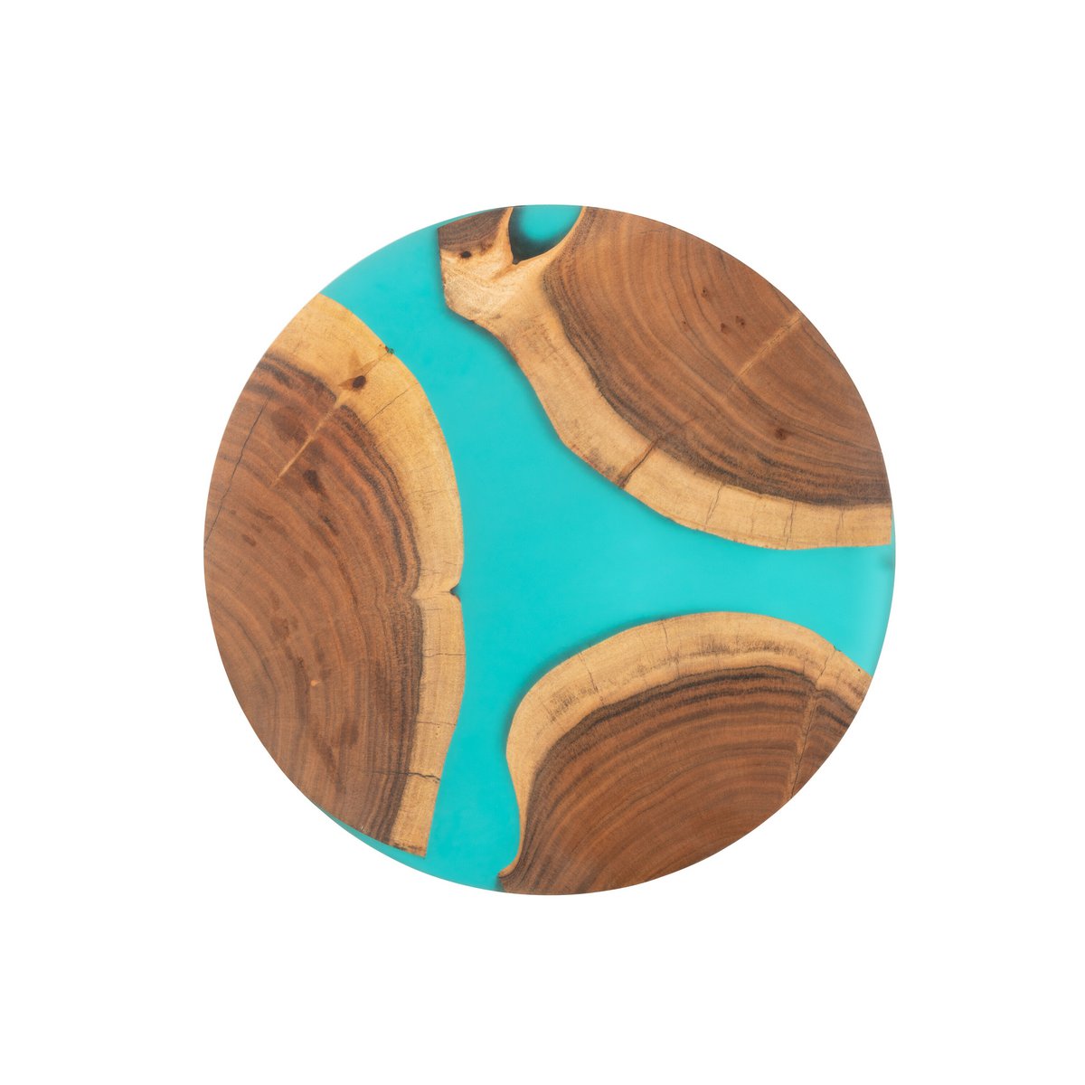 J-Line snijplank Rond - hout/epoxyhars - naturel/blauw