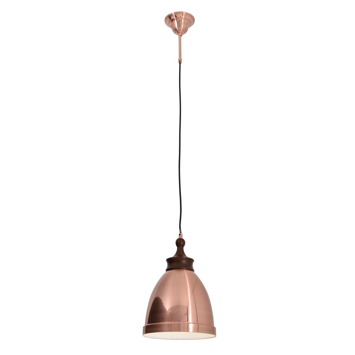 Metalen hanglamp "Pinhead" met houtlook opzetstuk