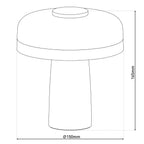 Draadloos tabletlicht "pilu", 16,5 cm hoog, boven Ø van 15 cm, metaal in zwart, wit plastic, geïntegreerde LED's, 280 lumen, dimbaar door aanraaksensor, warm wit wit