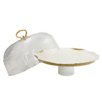 Witte porselein cake bel gouden randen met taartschop