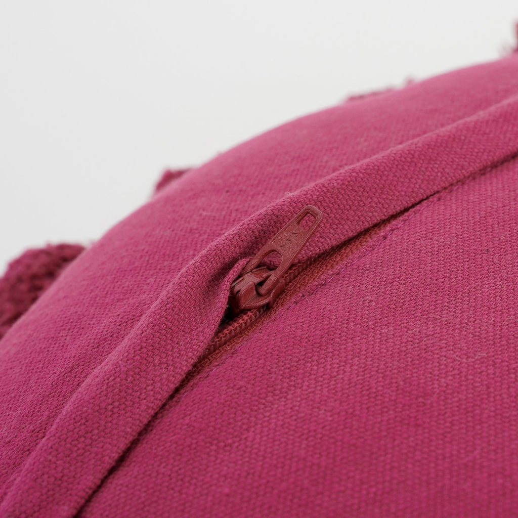 Pom pon Sierkussen - H10 x Ø40 cm - Katoen - Fuchsia
