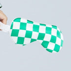 100% zijde ontspanningsslaapmasker-19 mm-bandjes op schaakbordpatronen-oversize