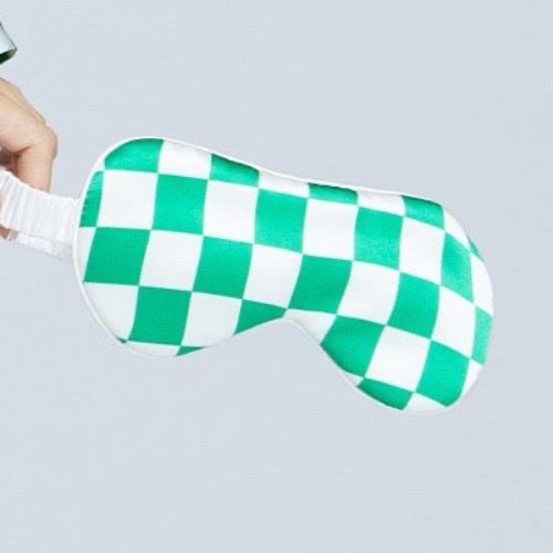 100% zijde ontspanningsslaapmasker-19 mm-bandjes op schaakbordpatronen-oversize