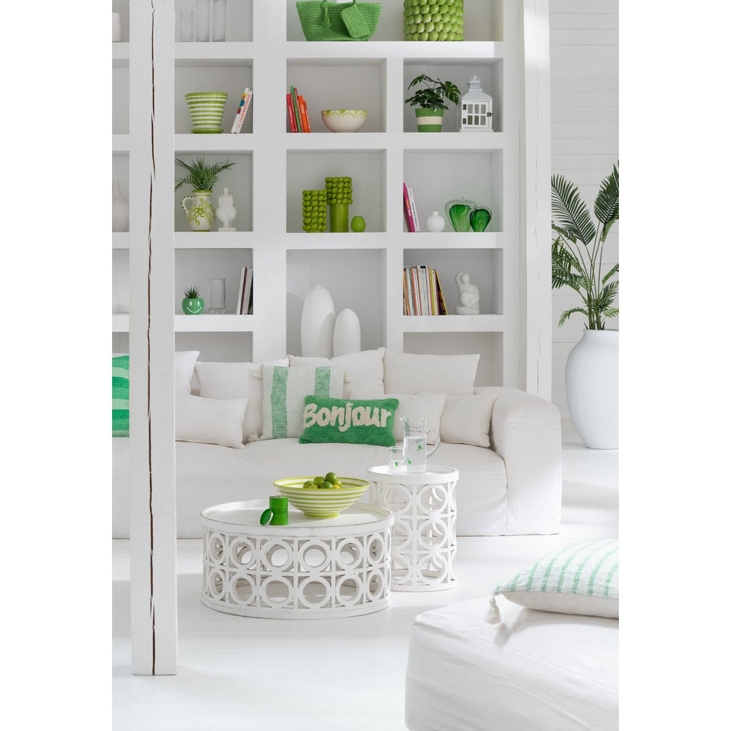 J-Line Kussen Bonjour Getuft Katoen Groen/Wit