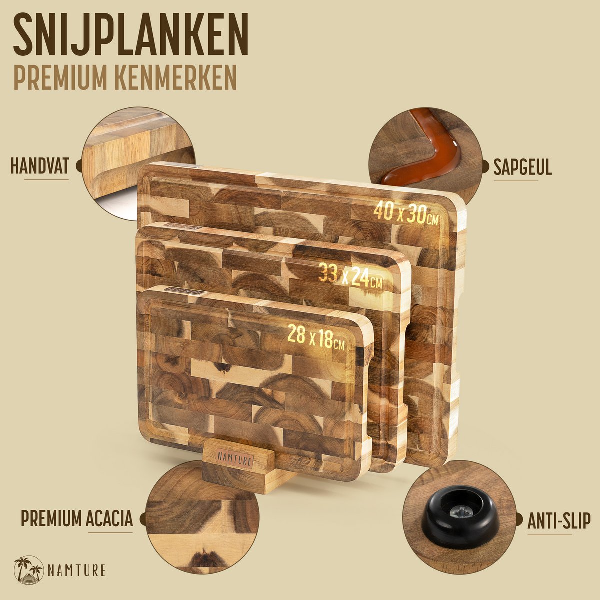 Cadeauset 3 Snijplanken Acacia