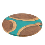 J-Line snijplank Rond - hout/epoxyhars - naturel/blauw