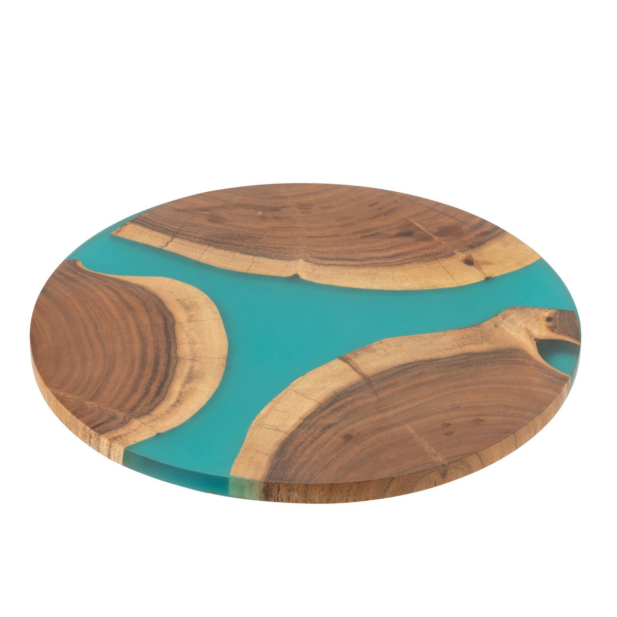 J-Line snijplank Rond - hout/epoxyhars - naturel/blauw