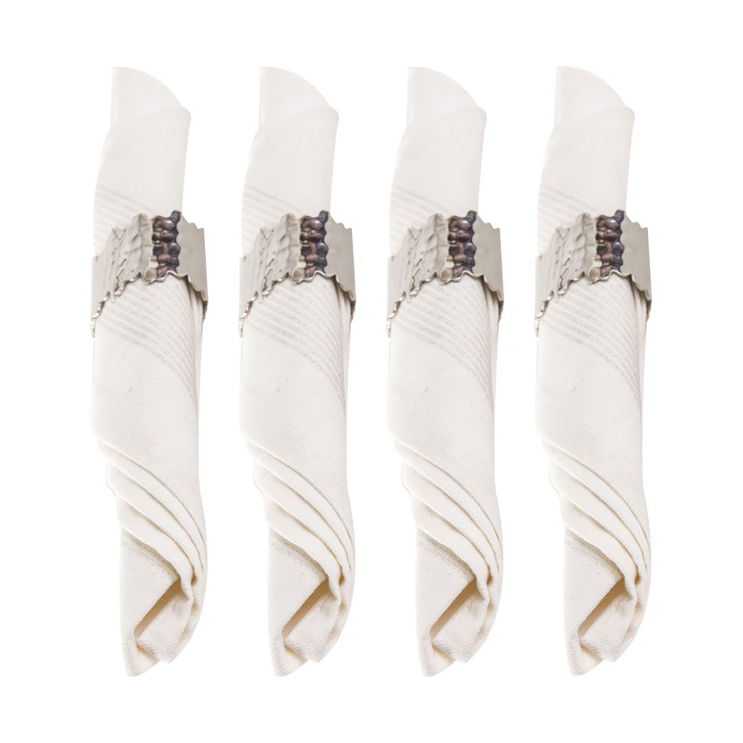 Set van 4 rondes van gehamerde ovale handdoeken