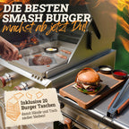 Smash Burger Master Set XXL [9-PC.] Roestvrij staal met Acacia-houten handgrepen voor plancha, grillplaat, gasrooster en vuurplaat