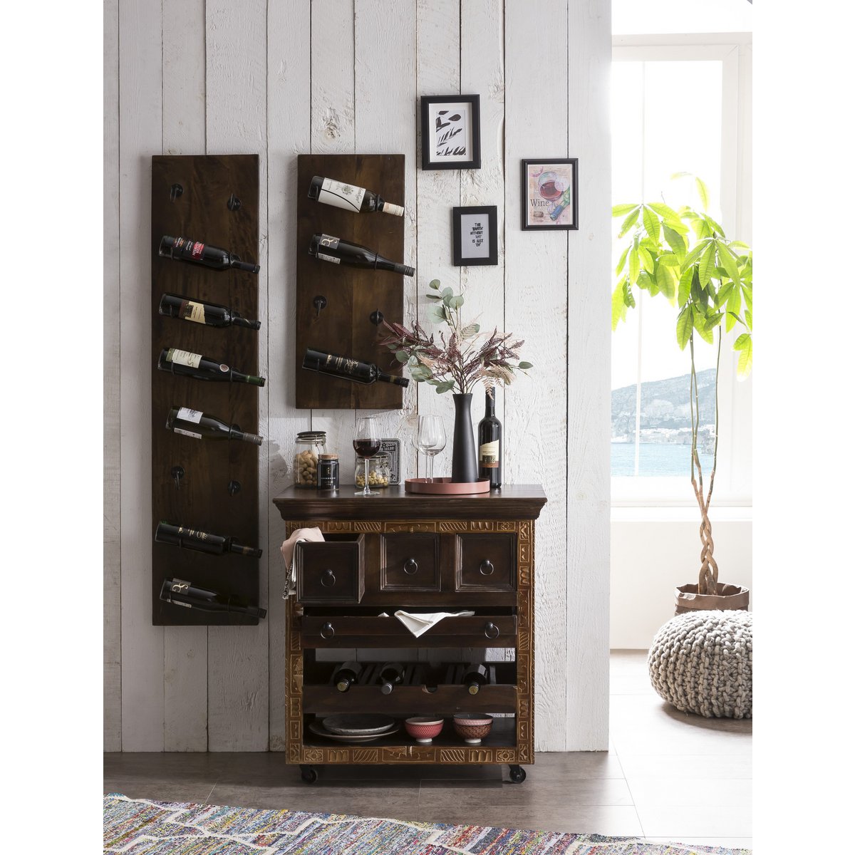 Rustic Reclaimed Wood Kitchen Trolley