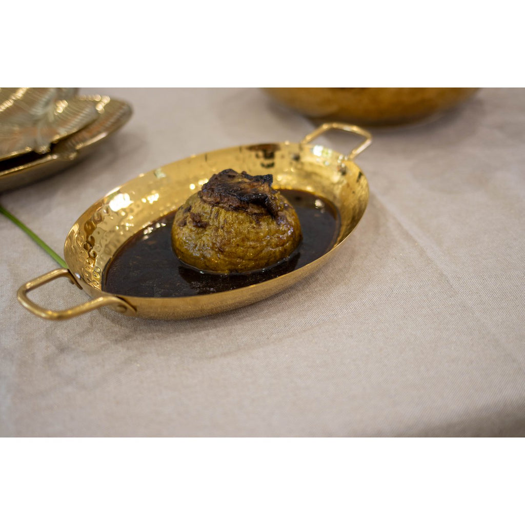 Gouden ovale steelpan 25x18,5x4cm