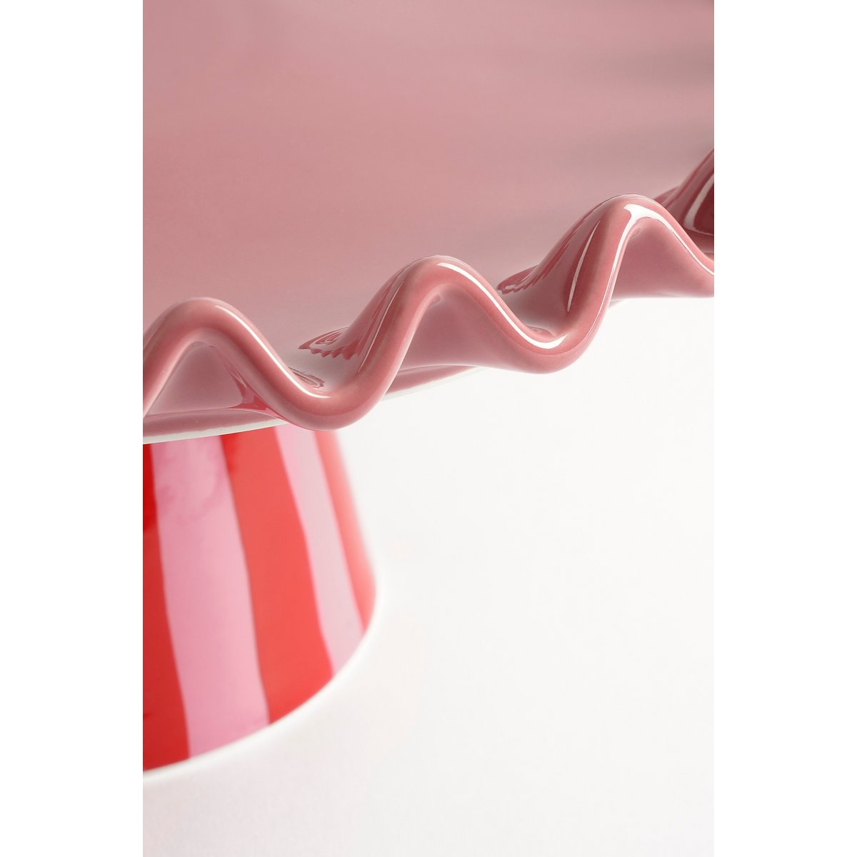 Bella Taartplateau - H13 x Ø30 cm - Keramiek - Roze, Rood