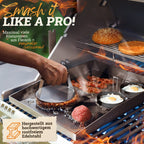Smash Burger Master Set XXL [9-PC.] Roestvrij staal met Acacia-houten handgrepen voor plancha, grillplaat, gasrooster en vuurplaat