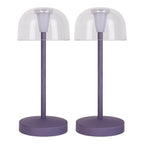 2-ex-ingestelde LED-batterijtafel Licht "Gomba" voor buiten en binnen, gemaakt van metaal en plastic in bramen, 18,5 cm hoog