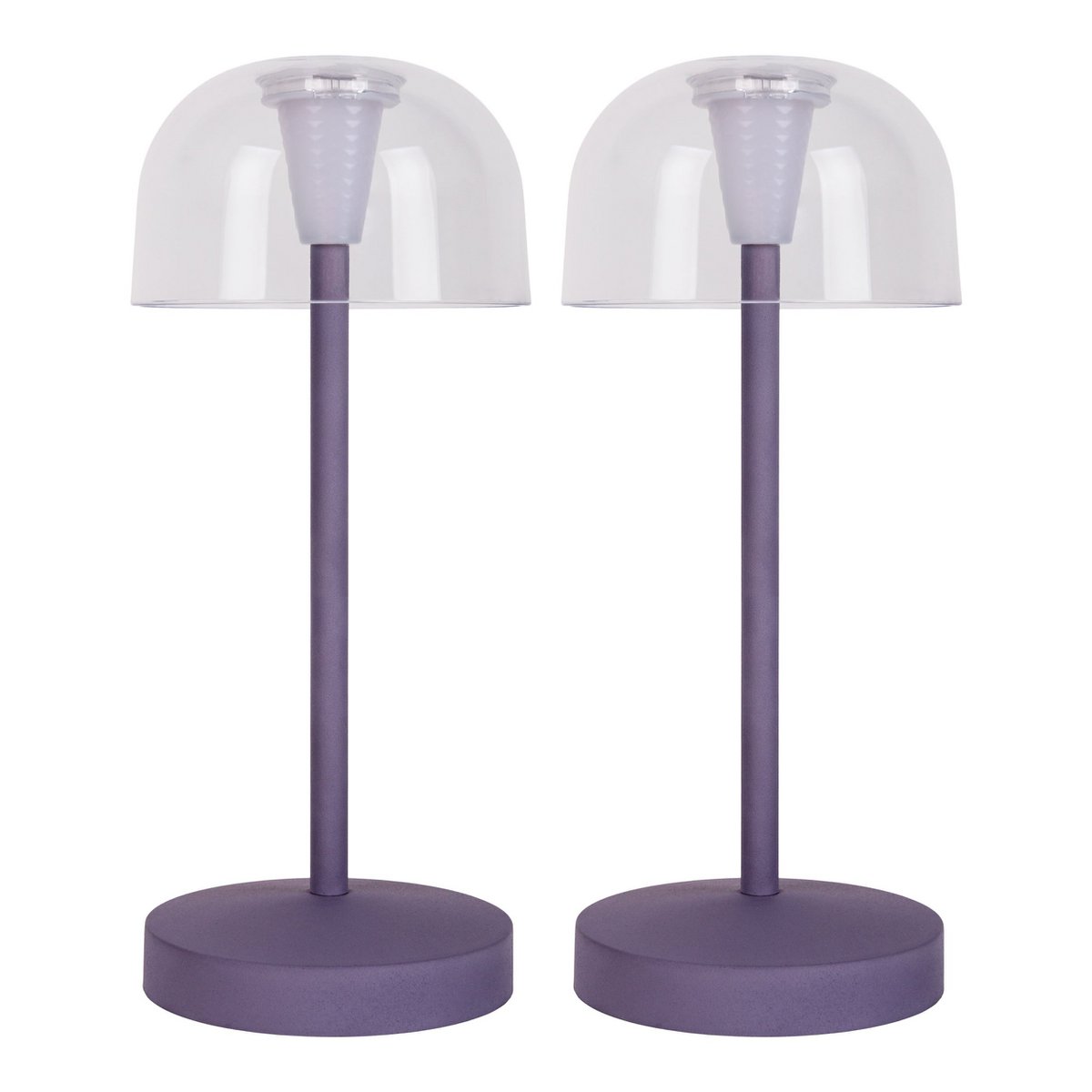 2-ex-ingestelde LED-batterijtafel Licht "Gomba" voor buiten en binnen, gemaakt van metaal en plastic in bramen, 18,5 cm hoog