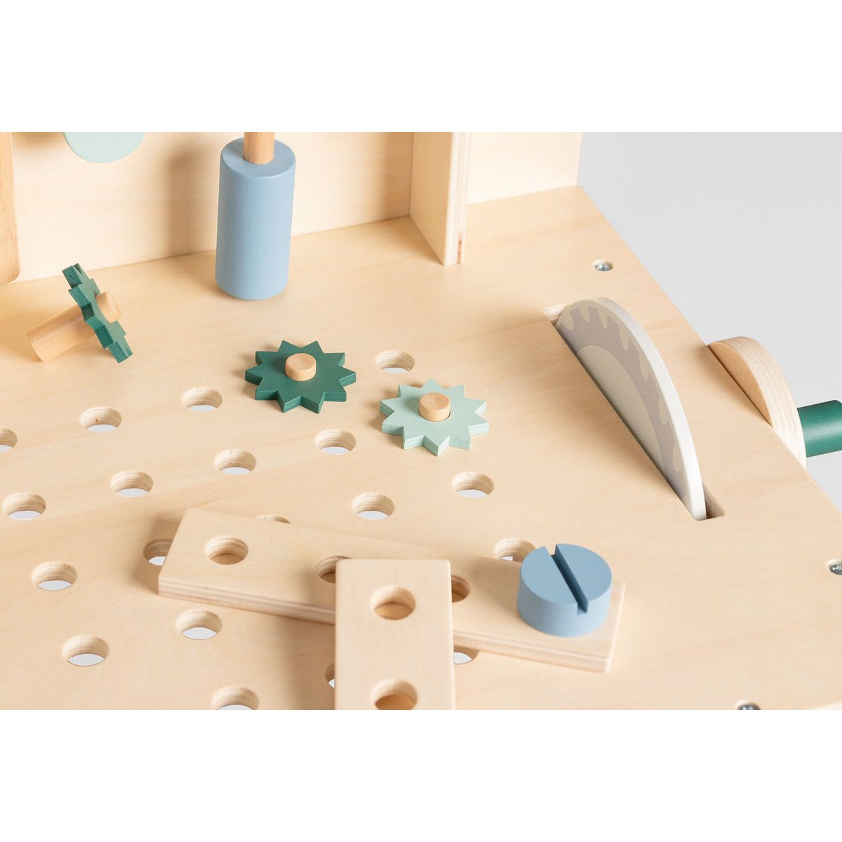 26-Piece Wooden Workbench with Circular Saw and Drawing Board