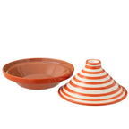 J-Line tajine Granada Stripes - keramiek - wit/oranje