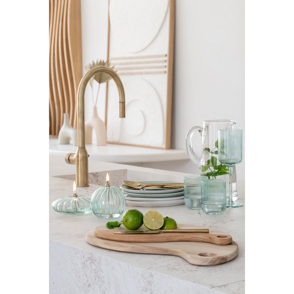 J-Line Terong Teak snijplank - hout - naturel - L